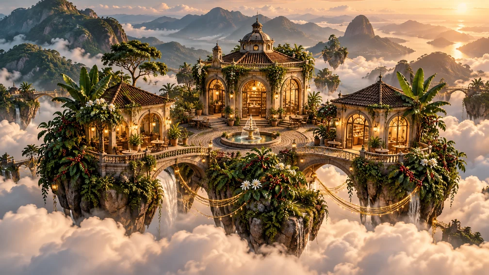 An imagined landscape from the coffee universe